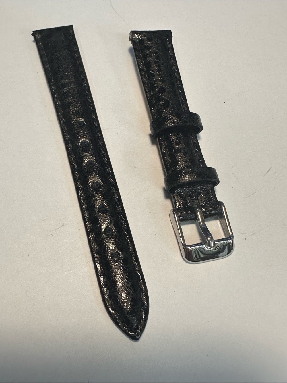 Black Embossed Leather Watch Strap
